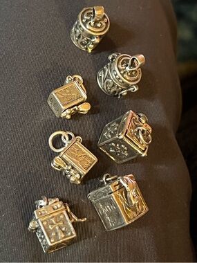 Lot of Various Sterling Silver Locket Prayer Box Charm Pendants